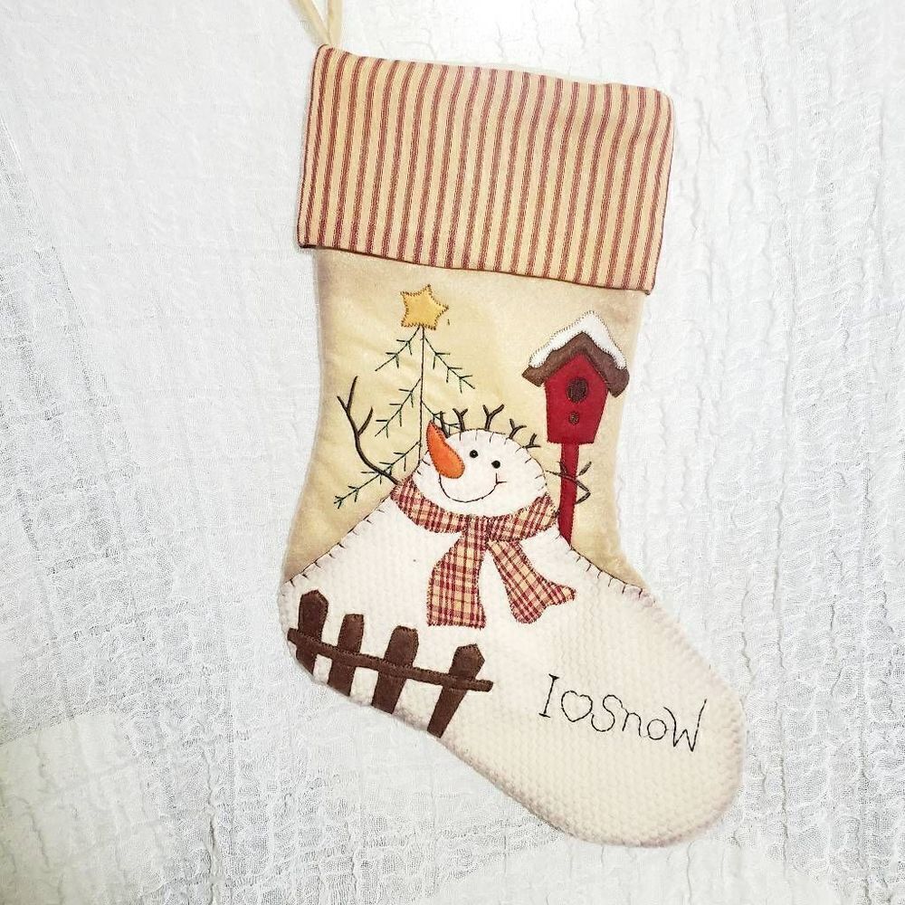 "I Love Snow" Snowman Christmas Stocking